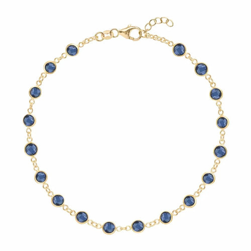 Newport 14k yellow gold bracelet featuring eighteen 4 mm briolette cut bezel set sapphires - front view