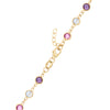 14k yellow gold 1.17 mm cable chain with a lobster claw clasp and alternating 4 mm pink sapphires, moonstones & amethysts
