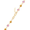 14k yellow gold 1.17 mm cable chain with a lobster claw clasp and 4 mm briolette cut pink sapphires and citrines
