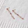 Pair of De-Lovely Newport multicolored earrings each featuring five alternating Pink Sapphires, Moonstones and Amethysts.