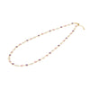 De-Lovely Newport necklace featuring 42 alternating 4 mm pink sapphires, moonstones and amethysts bezel set in 14k gold