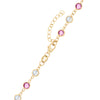 14k yellow gold 1.17 mm cable chain with a lobster claw clasp and alternating 4 mm pink sapphires & moonstones