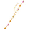 14k yellow gold 1.17 mm cable chain with a lobster claw clasp and alternating 4 mm pink sapphires and citrines