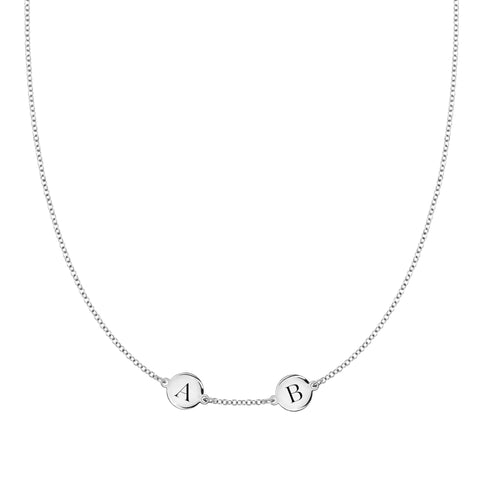 2 Letter Necklace in 14k Gold (Single Spacing) - White Gold