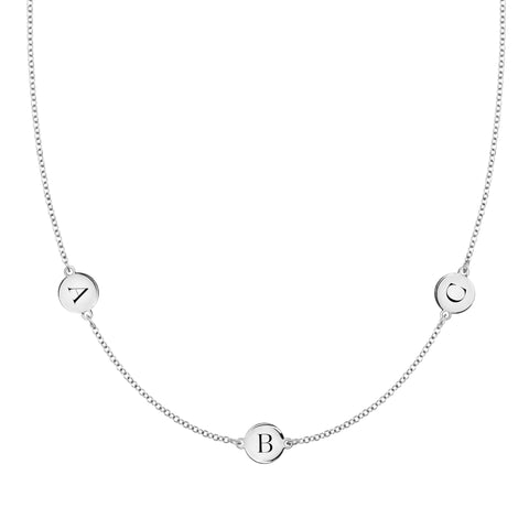 3 Letter Necklace in 14k Gold (Double Spacing) - White Gold