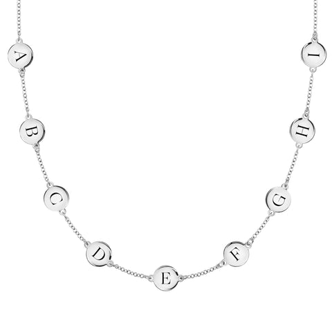 9 Letter Necklace in 14k Gold (Single Spacing) - White Gold