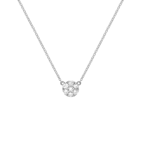 Rosecliff Diamond Mini Necklace in Solid 14k Gold - White Gold