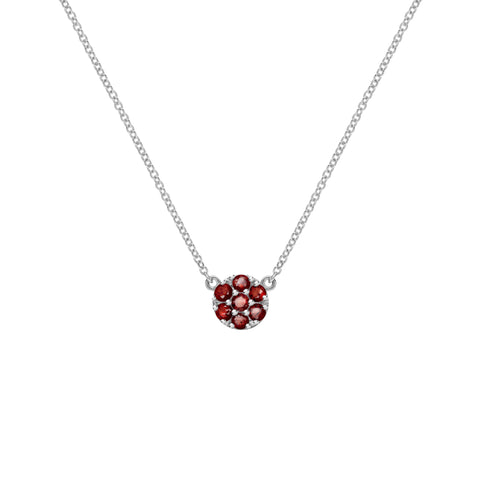 Rosecliff Garnet Mini Necklace in Solid 14k Gold (January) - White Gold