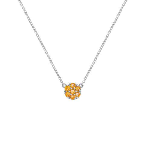 Rosecliff Citrine Mini Necklace in Solid 14k Gold (November) - White Gold