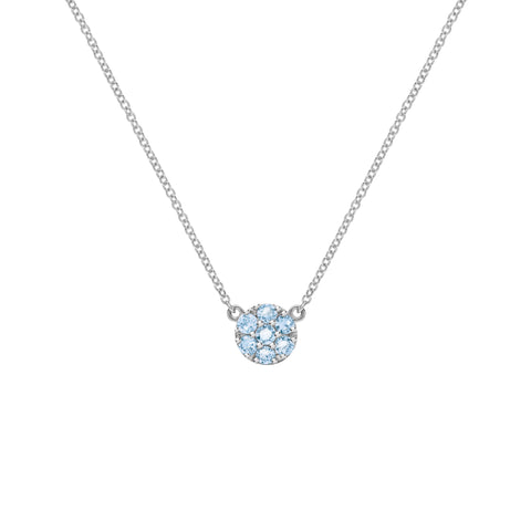 Rosecliff Nantucket Blue Topaz Mini Necklace in Solid 14k Gold (December) - White Gold