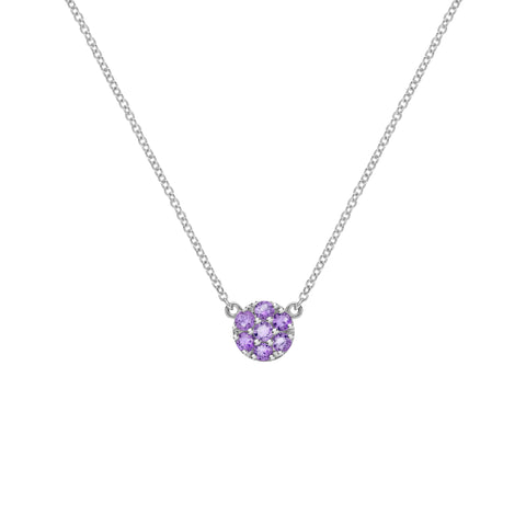 Rosecliff Amethyst Mini Necklace in Solid 14k Gold (February) - White Gold