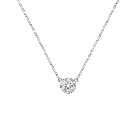 Rosecliff White Topaz Mini Necklace in Solid 14k Gold (April) - White Gold