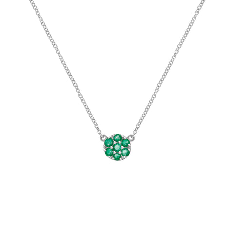 Rosecliff Emerald Mini Necklace in Solid 14k Gold (May) - White Gold