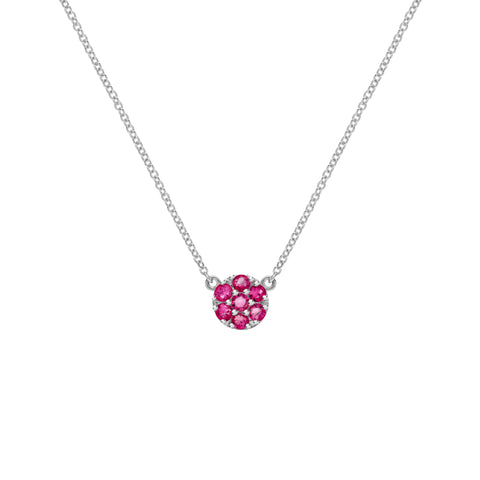 Rosecliff Ruby Mini Necklace in Solid 14k Gold (July) - White Gold