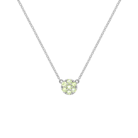 Rosecliff Peridot Mini Necklace in Solid 14k Gold (August) - White Gold