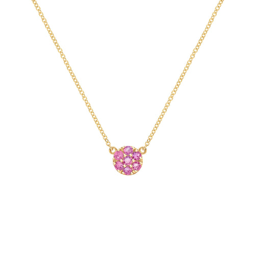 Rosecliff Pink Sapphire Mini Necklace in Solid 14k Gold (October)