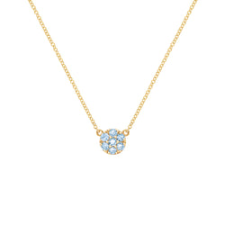 Rosecliff Nantucket Blue Topaz Mini Necklace in Solid 14k Gold (December)