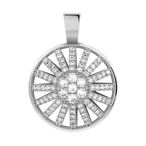 Palmer Diamond Dome Pendant in Solid 14k Gold - White Gold