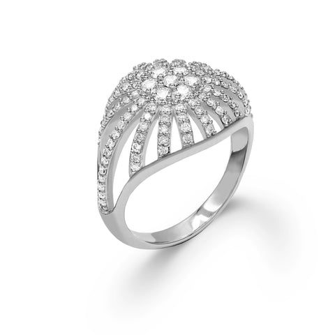 Palmer Diamond Dome Ring in Solid 14k Gold - White Gold