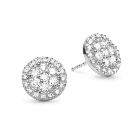 Palmer Diamond Stud Earrings in Solid 14k Gold - White Gold