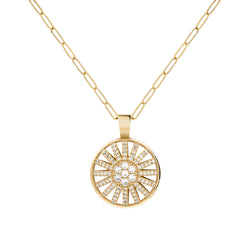 Palmer Diamond Dome Pendant with Adelaide Mini Chain in Solid 14k Gold
