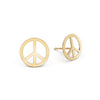 Peace Sign Stud Earrings in 14k Gold