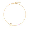 Personalized Classic 1 Letter & 1 Pink Sapphire Bracelet in 14k Gold (October)