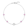 Personalized Classic 1 Letter & 4 Pink Sapphire Bracelet in 14k Gold (October)