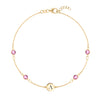 Personalized 1 Letter & 4 Classic Pink Sapphire Bracelet in 14k Gold (October)