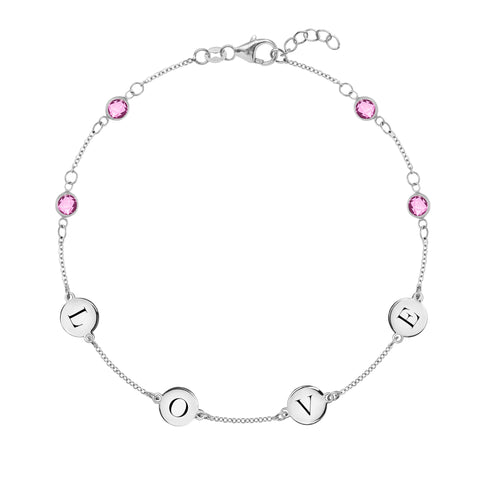 Pink Awareness Love Bracelet in 14k Gold - White Gold