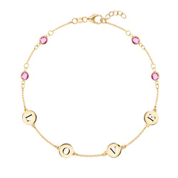 Pink Awareness Love Bracelet in 14k Gold