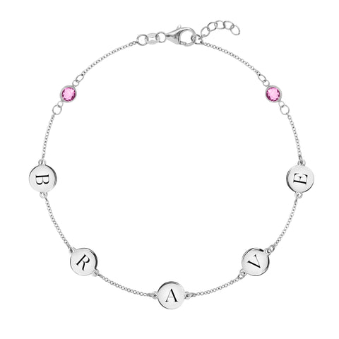 Pink Awareness Brave Bracelet in 14k Gold - White Gold