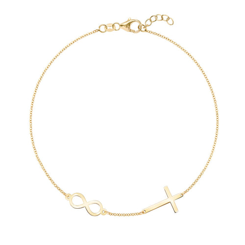 Infinity & Cross Bracelet in 14k Gold