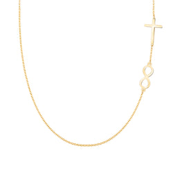 Infinity & Cross Necklace in 14k Gold