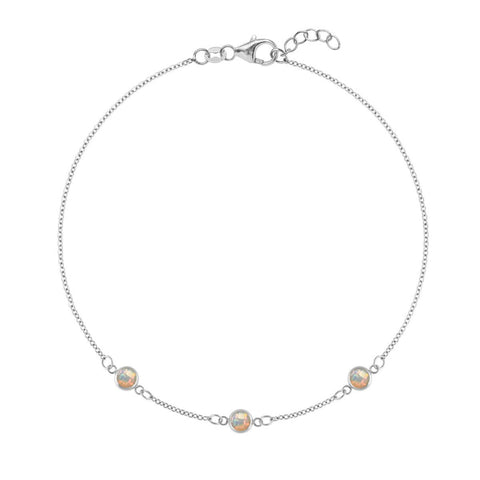 Bayberry 3 Opal Bracelet in 14k Gold (October) - White Gold