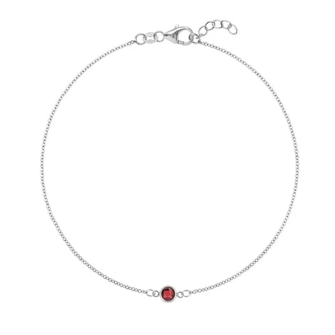 Petite 1 Garnet Bracelet in 14k Gold (January) - White Gold