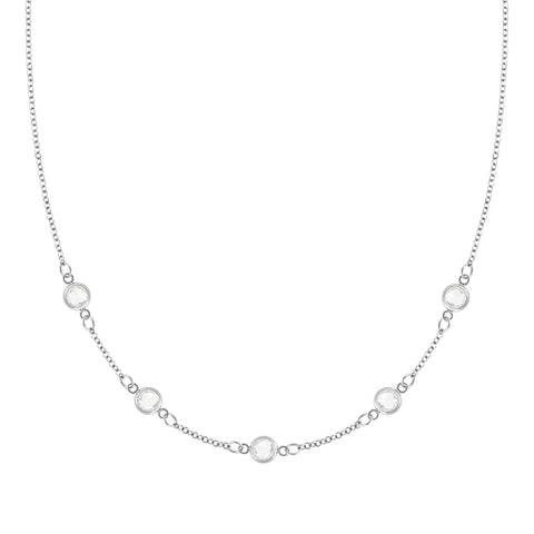 Petite 5 Birthstone Necklace in 14k Gold - White Gold