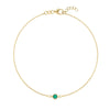Classic cable chain bracelet featuring one 4 mm briolette cut emerald bezel set in 14k yellow gold - front view