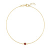 Classic cable chain bracelet featuring one 4 mm briolette cut garnet bezel set in 14k yellow gold - front view