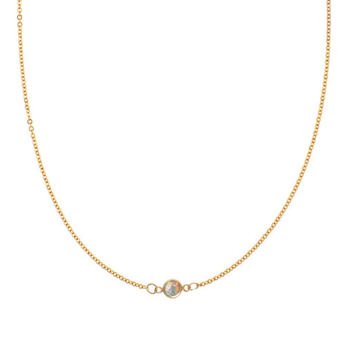 Petite 1 Opal Necklace in 14k Gold (October)