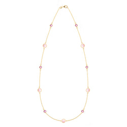 Bayberry Grand & Classic 11 Pink Opal & Pink Sapphire Necklace in 14k Gold (October)
