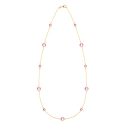 Bayberry Grand & Classic 11 Pink Sapphire Necklace in 14k Gold (October)