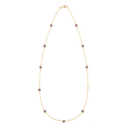 Bayberry Amethyst Birthstone Cross Necklace in 14k Gold (February)