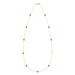 Bayberry Emerald Birthstone Cross Necklace in 14k Gold (May)