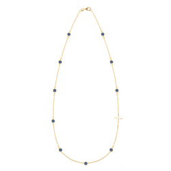 Bayberry Sapphire Birthstone Cross Necklace in 14k Gold (September)