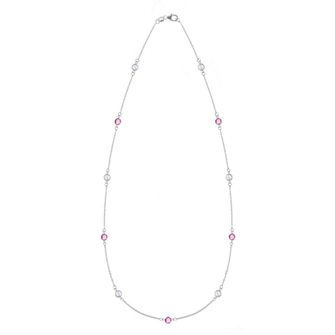 Pink Awareness Bayberry Necklace in 14k Gold - White Gold