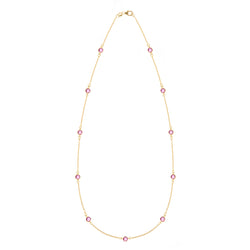 Bayberry 11 Pink Sapphire Necklace in 14k Gold (October)