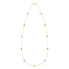 Sunset Bayberry 11 Birthstone necklace featuring eleven 4 mm pink sapphires & citrines bezel set in 14k gold - front view