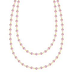 Newport Pink Sapphire Long Necklace in 14k Gold (October)