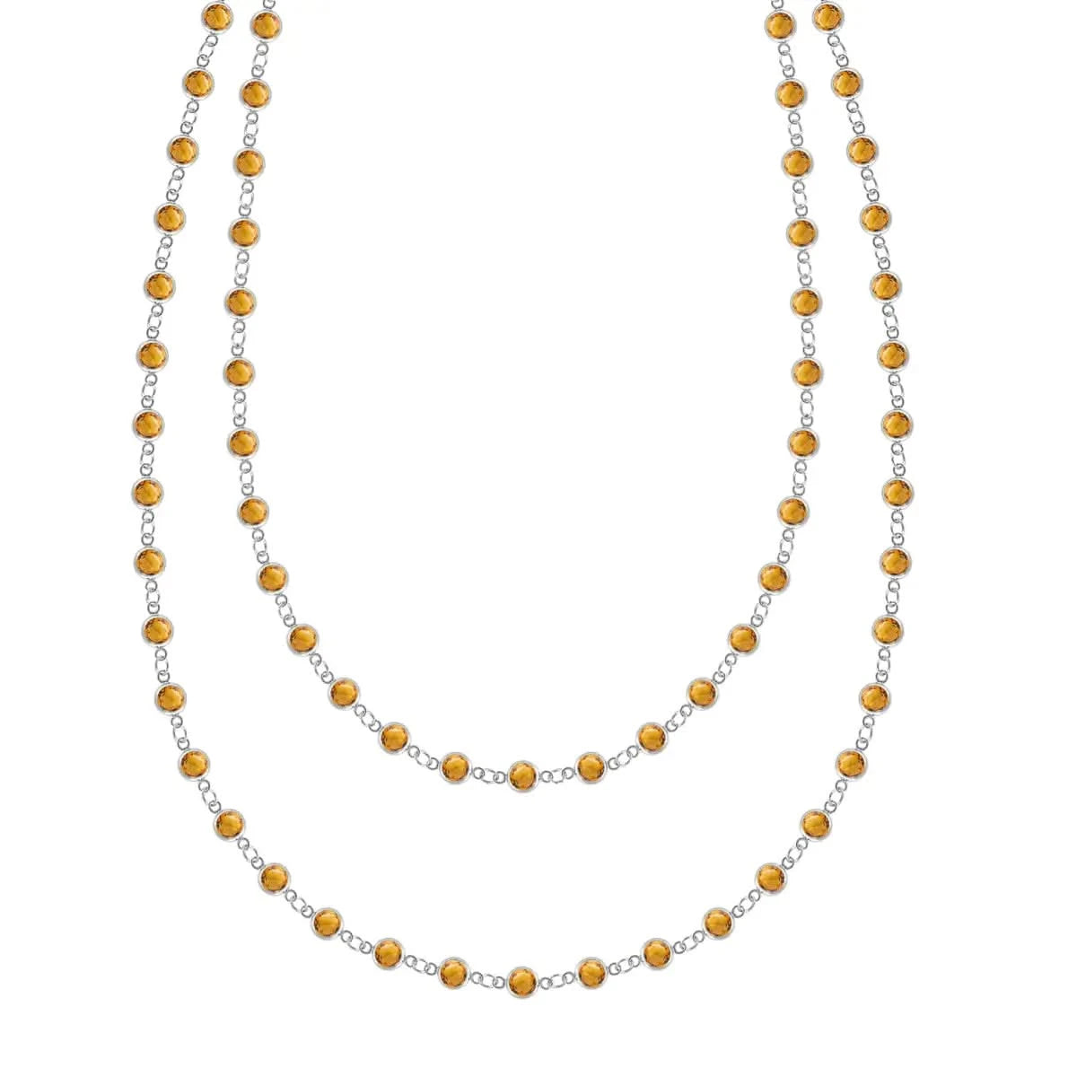 Newport Wrap necklace featuring 4 mm briolette cut citrines bezel set in 14k white gold